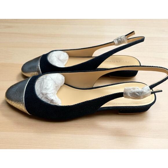 Dee Ocleppo Womens Mumbai Sz. 8.5 Blue Silver Toe Leather Ballet Flats Shoes NIB - Picture 4 of 8